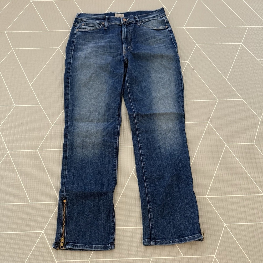 MOTHER The Rascal Ankle Zip Jeans Color Cant Leave It Alone Blue Women's Size 28